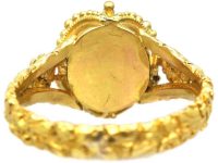 Georgian Ornate 18ct Gold Ring set with a Pale Pink Topaz