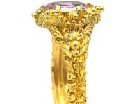 Georgian Ornate 18ct Gold Ring set with a Pale Pink Topaz