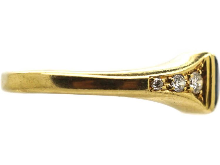Vintage 18ct Gold, Sapphire & Yellow Sapphire Ring with Diamond Shoulders