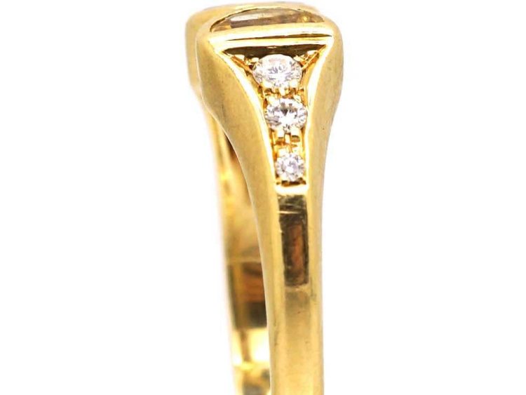 Vintage 18ct Gold, Sapphire & Yellow Sapphire Ring with Diamond Shoulders