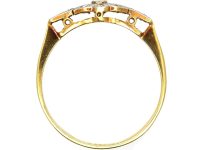 Art Deco 18ct Gold & Platinum Stylised Diamond Cluster Ring