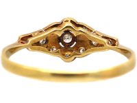 Art Deco 18ct Gold & Platinum Stylised Diamond Cluster Ring