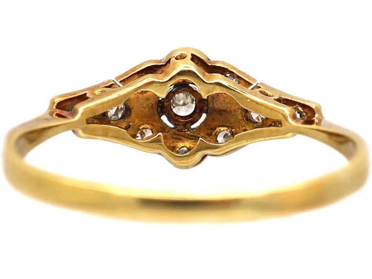 Art Deco 18ct Gold & Platinum Stylised Diamond Cluster Ring