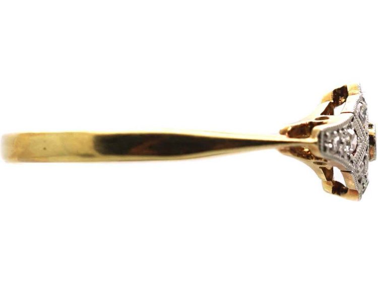 Art Deco 18ct Gold & Platinum Stylised Diamond Cluster Ring
