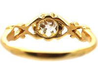 Edwardian 18ct Gold Ornate Ring set with an Old Mine Cut Diamond