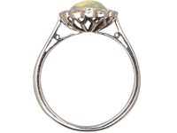 Edwardian 18ct White Gold Opal & Diamond Oval Cluster Ring