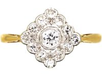 Edwardian 18ct Gold & Platinum Diamond Shaped Ring set with Diamonds