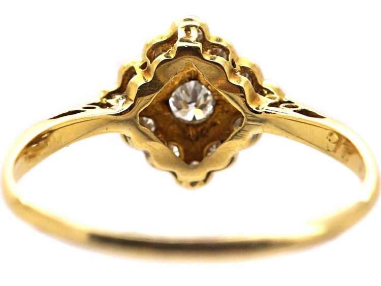 Edwardian 18ct Gold & Platinum Diamond Shaped Ring set with Diamonds