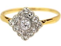 Edwardian 18ct Gold & Platinum Diamond Shaped Ring set with Diamonds