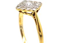Edwardian 18ct Gold & Platinum Diamond Shaped Ring set with Diamonds