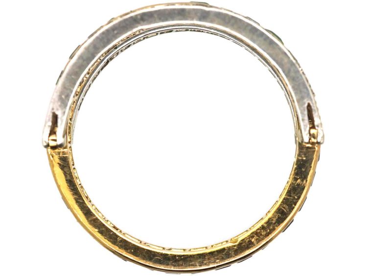 Art Deco 18ct White & Yellow Gold, Emerald, Sapphire & Diamond Flip Over Ring