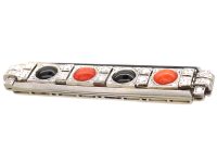 Art Deco 18ct White Gold Brooch set with Onyx, Coral & Diamonds by Asprey
