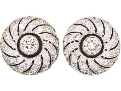 18ct White & Yellow Gold Catherine Wheel Earrings set with Diamonds
