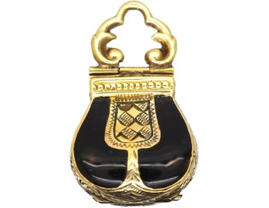 Early Victorian 15ct Gold & Black Enamel Handbag Locket