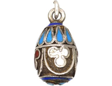 Early 20th Century Russian Silver & Enamel Egg