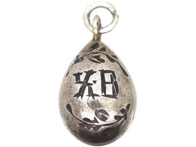 Russian Early 20th Century Silver & Niello Egg