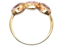 Georgian 9ct Gold, Three Stone Pink Topaz Ring