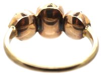 Georgian 9ct Gold, Three Stone Pink Topaz Ring