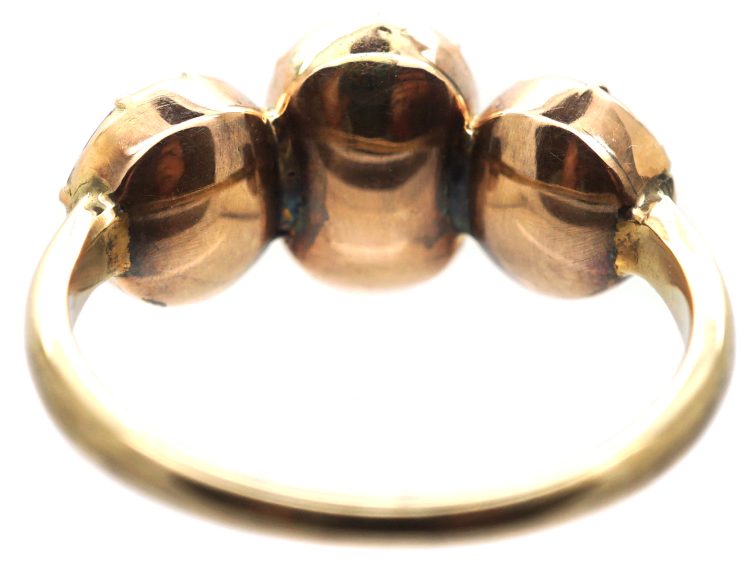 Georgian 9ct Gold, Three Stone Pink Topaz Ring
