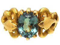 新艺术运动时期18K 金双蛇锆石戒指