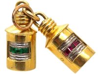 Pair of 18ct Gold Port & Starboard Pendants set with Emeralds, Rubies by Cropp & Farr