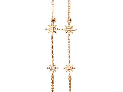 18ct Gold Star & Hoop Earrings set with Diamonds