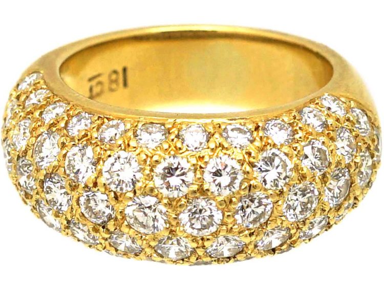 中古18K 金密镶钻石鸡尾酒戒指