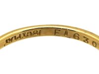 装饰艺术时期 18K 金铂金钻石蓝宝石方形戒指