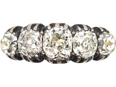 Early 19th Century 18ct Gold & Silver, Five Stone Diamond Ring