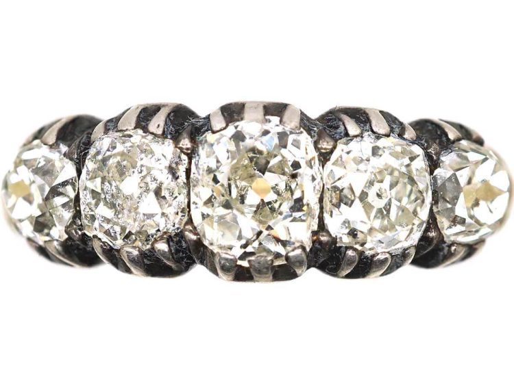 Early 19th Century 18ct Gold & Silver, Five Stone Diamond Ring