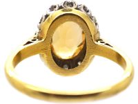 世纪中期18K 金托帕石钻石椭圆形簇镶戒指