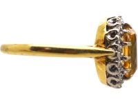 世纪中期18K 金托帕石钻石椭圆形簇镶戒指