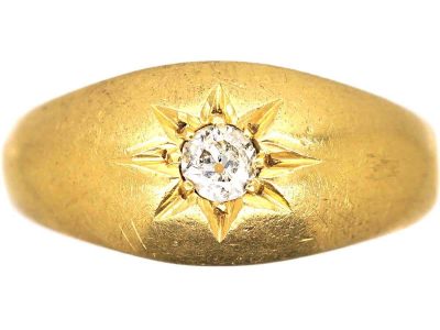Early 20th Century 18ct Gold, Single Stone Diamond Gypsy Ring
