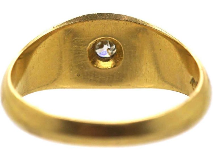 Early 20th Century 18ct Gold, Single Stone Diamond Gypsy Ring