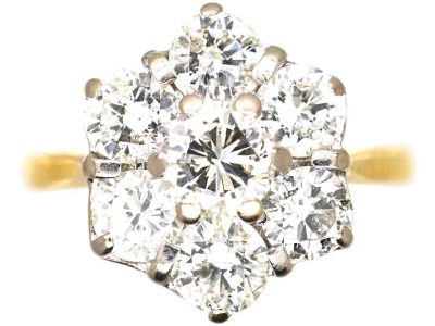 Mid 20th Century 18ct Yellow & White Gold Diamond Daisy Cluster Ring
