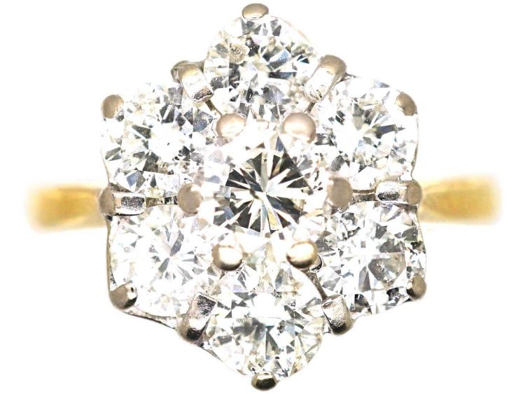 世纪中期18K 金钻石雏菊簇镶戒指
