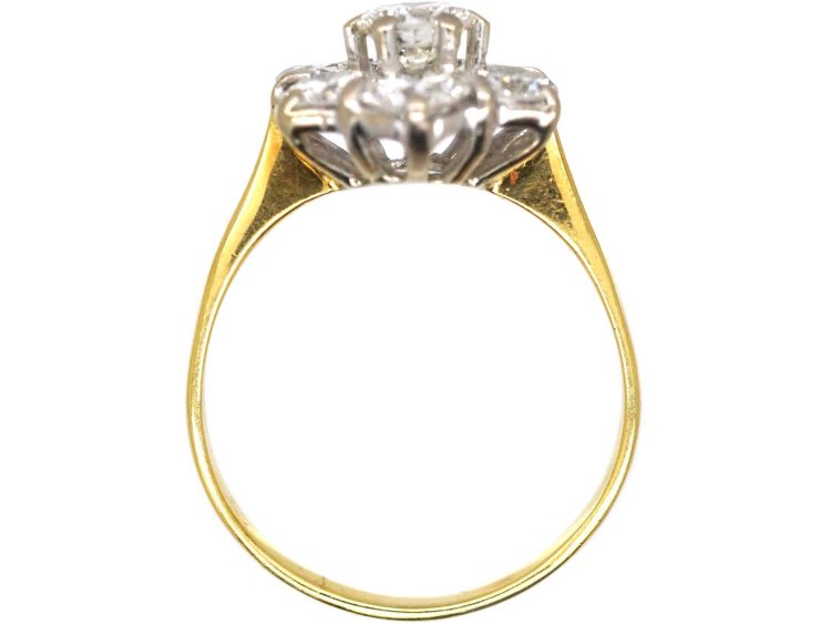 世纪中期18K 金钻石雏菊簇镶戒指