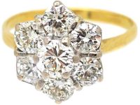 世纪中期18K 金钻石雏菊簇镶戒指