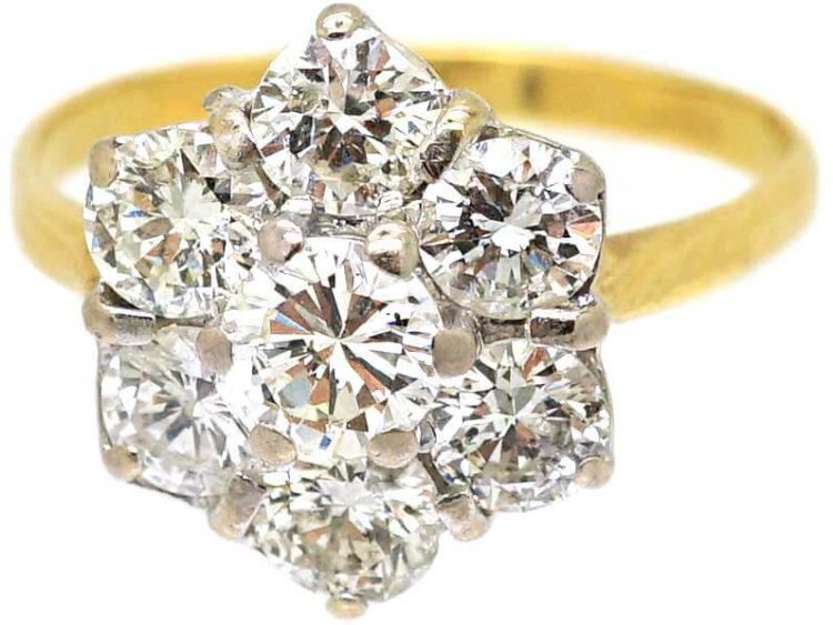 世纪中期18K 金钻石雏菊簇镶戒指