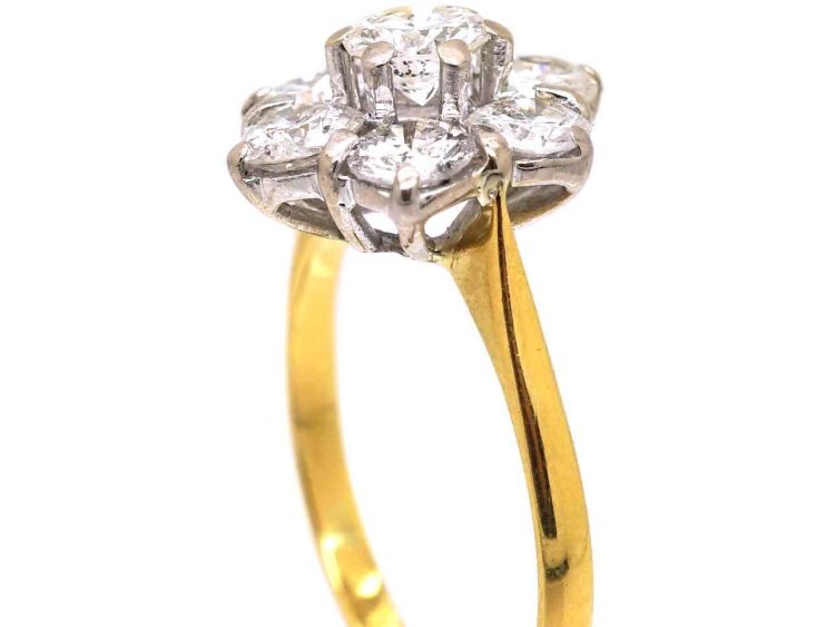 世纪中期18K 金钻石雏菊簇镶戒指