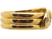 维多利亚时代 18K 金钻石蛇形戒指，钻石蛇眼