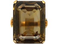 1960年代 14K 金长方形切工茶晶戒指
