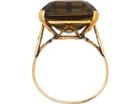 1960年代 14K 金长方形切工茶晶戒指