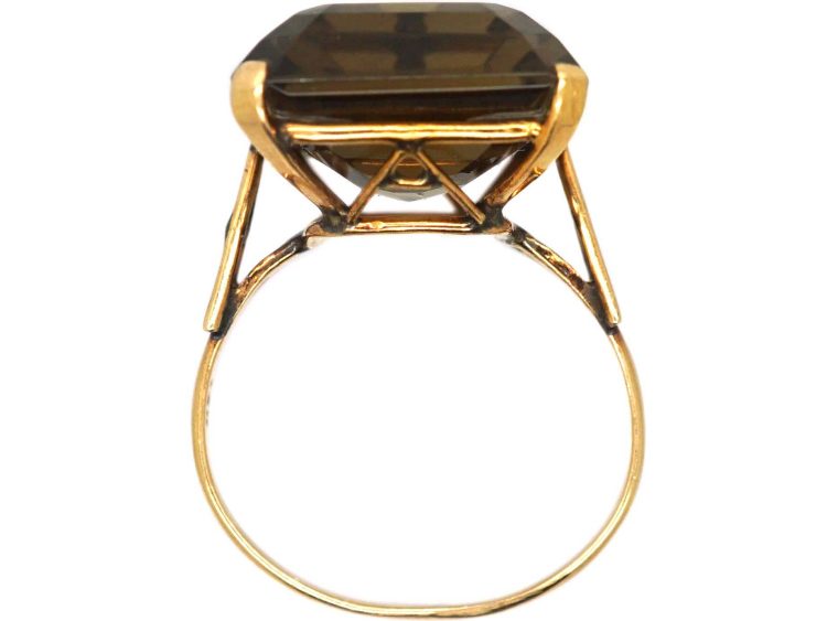 1960年代 14K 金长方形切工茶晶戒指