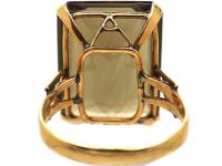 1960年代 14K 金长方形切工茶晶戒指