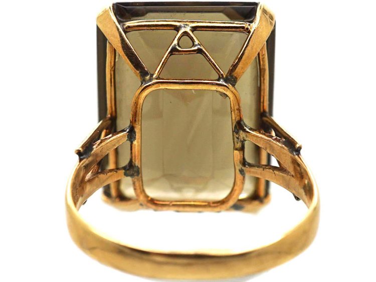 1960年代 14K 金长方形切工茶晶戒指