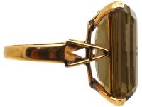 1960年代 14K 金长方形切工茶晶戒指