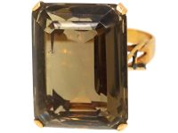 1960年代 14K 金长方形切工茶晶戒指
