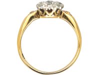 Edwardian 18ct Gold & Platinum Diamond Long Oval Cluster Ring