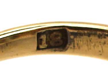 Edwardian 18ct Gold & Platinum Diamond Long Oval Cluster Ring